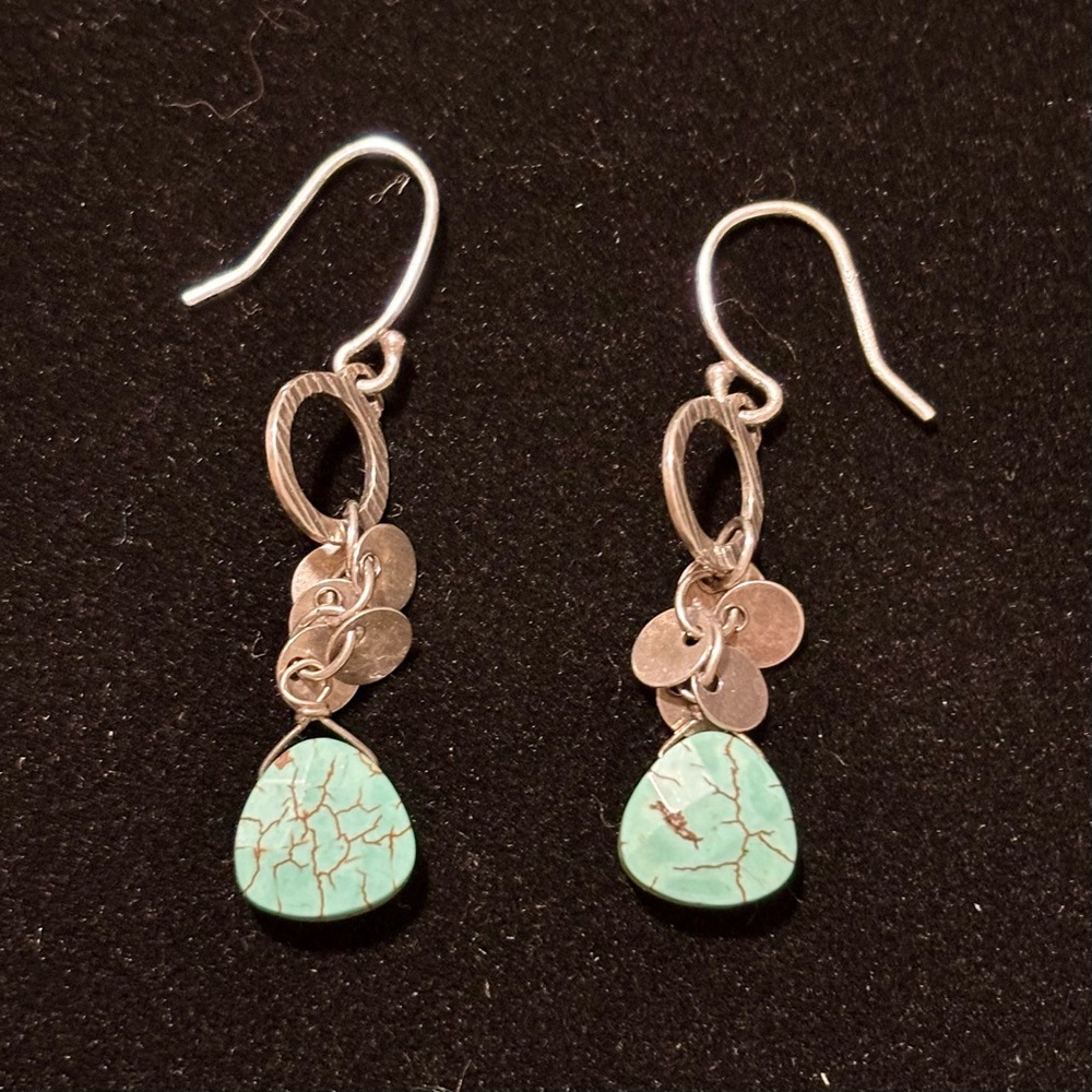 Silpada Sterling and Howlite Drop Earrings, “Fresh Glow”, Retired